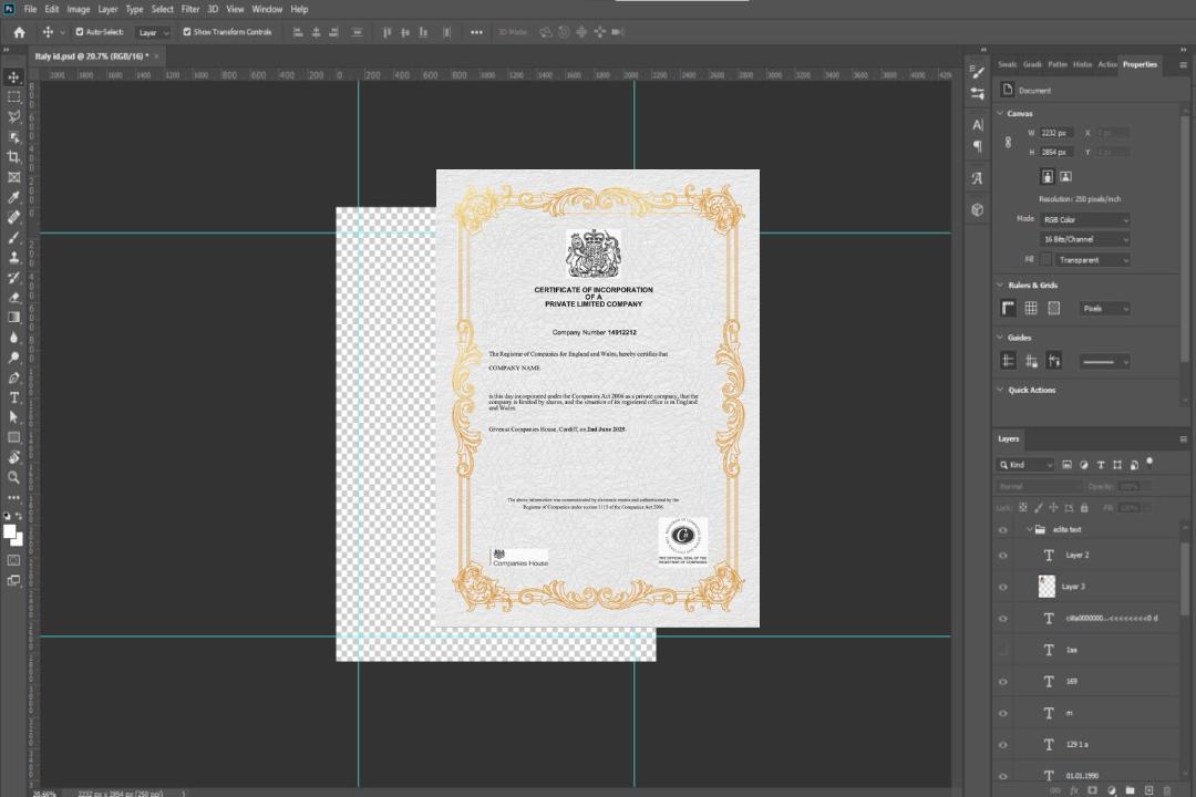 Certificat britannique de constitution d'une société à responsabilité limitée, modèle Word et PDF, version 3 template